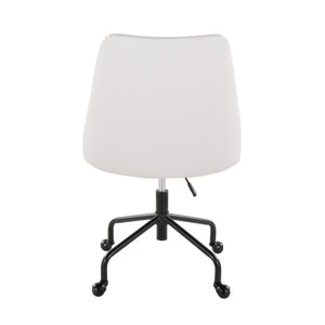 English Elm Marche Contemporary Adjustable Office Chair with Button-Tufted Faux Leather, Swivel Casters, Chic Comfort White B202P223945