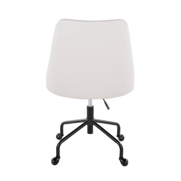 English Elm Marche Contemporary Adjustable Office Chair with Button-Tufted Faux Leather, Swivel Casters, Chic Comfort White B202P223945