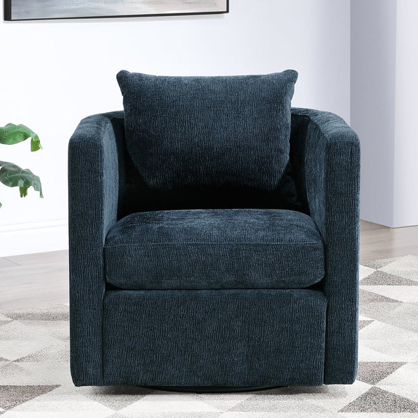 English Elm Sutton Ultra-Soft Navy Swivel Barrel Chair with Pocket Coil Seat, Reversible Cushions & Stain-Resistant Fabric B050P322584
