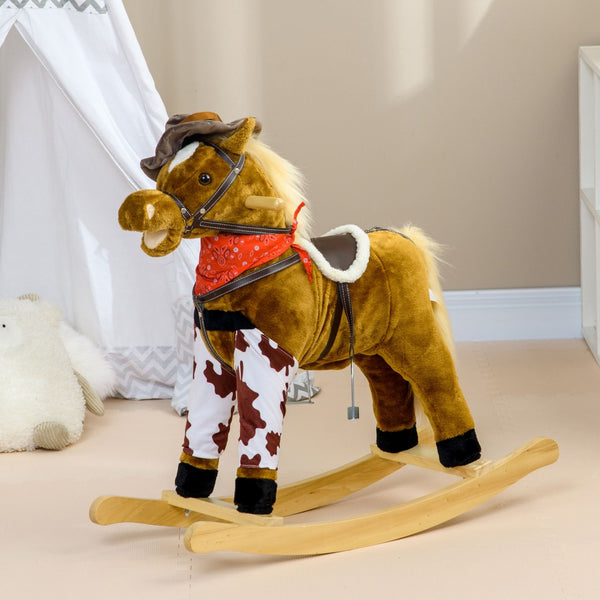 English Elm Qaba Plush Rocking Pony for Toddlers with Sound Effects and Padded Saddle Playroom Fun W2225P217695
