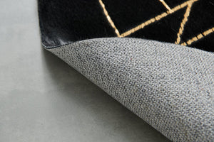 English Elm Luxury Faux Fur Area Rug - Soft Geometric Design With Gold Accents, Machine Washable & Durable Comfort B030P233705