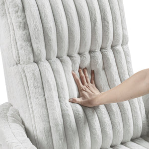 English Elm Luxurious Corduroy Swivel Glider Recliner Chair Gray — Plush Pull-Handle Reclining Comfort, Modern Upholstery B011P396178