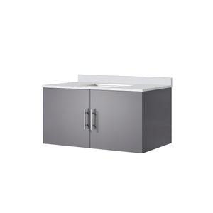 English Elm Dark Grey Bath Vanity With White Quartz Top - Modern Design, Spacious Storage & Easy Installation B2731P258604