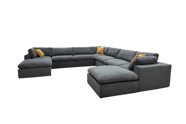 English Elm Coffee Bean Textured Modular Sectional Low Profile Lounge Sofa with Toss Pillows Light Gray B2748S00073