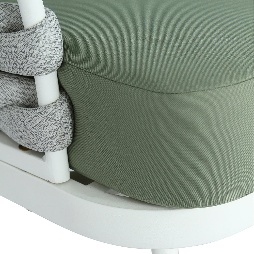 English Elm Christopher Knight Home® - Mariano Hand-Woven Rope Loveseat with Water-Repellent Cushions, Rust-Resistant Aluminum Frame Green,Off White N773P277439G