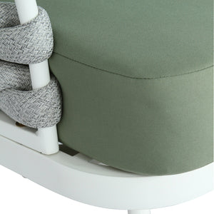 English Elm Christopher Knight Home® - Mariano Hand-Woven Rope Loveseat with Water-Repellent Cushions, Rust-Resistant Aluminum Frame Green,Off White N773P277439G