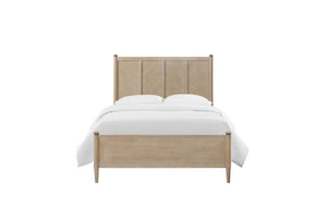 English Elm King Lo-Post Bed Sand Finish — King-Sized Transitional Design with Herringbone Headboard, Mindi Veneer B2699S00019
