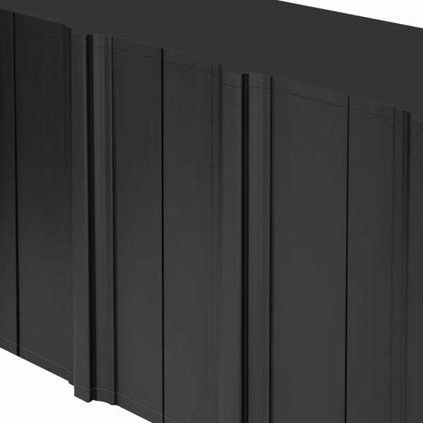 English Elm U_STYLE Elegant 4-Door Sideboard with Pine Veneer, Intricate Linear Accents, Durable 220lb Top Capacity Black N711P247438B