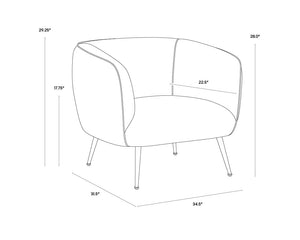 Sunpan Amara Lounge Chair – Bold Curved Frame with Gold Stainless Steel Legs for Modern Home Elegance Abbington Navy