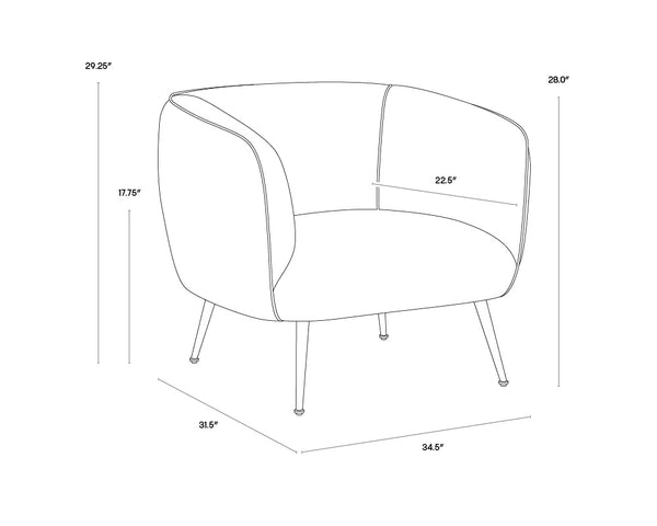 Sunpan Amara Lounge Chair – Bold Curved Frame with Gold Stainless Steel Legs for Modern Home Elegance Abbington Navy