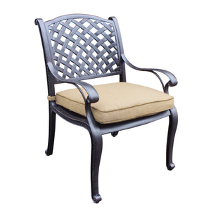 English Elm Cast Aluminum Arm Chair With Weather-Resistant Cushion For Elegant Indoor/Outdoor Dining Comfort B010P278351