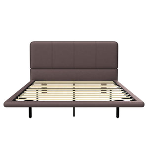 English Elm Christopher Knight Home® - Floating Bed Frame with LED Lights, Modern PU Leather Platform Queen Bed, Floating Design, Easy Cleanability and Assembly Coffee 63 L x 21 W x 7 H N761P205941C
