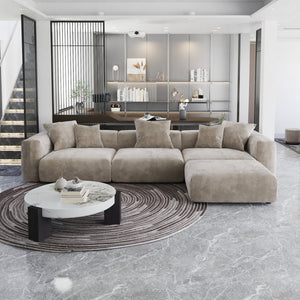 English Elm Pixel Modern Modular Sofa – Versatile L-Shaped 4-Seater Corduroy Comfort For Family Spaces B341S00025-GIGA