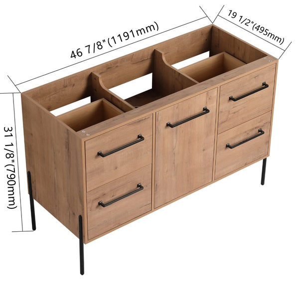 English Elm 48" Freestanding Bathroom Vanity with Soft Close Door 4 Drawers Plywood Build W999P405132