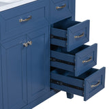 English Elm 36" Bathroom Vanity With Sink Combo, Blue Bathroom Cabinet With Drawers, Solid Frame and Mdf Board