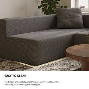 English Elm L Shaped Modular Sectional Sofa - 110" Corduroy Comfort With Movable Ottoman For Stylish Living Spaces W3670S00002