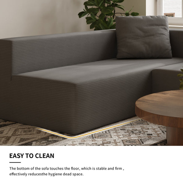 English Elm L Shaped Modular Sectional Sofa - 110" Corduroy Comfort With Movable Ottoman For Stylish Living Spaces W3670S00002