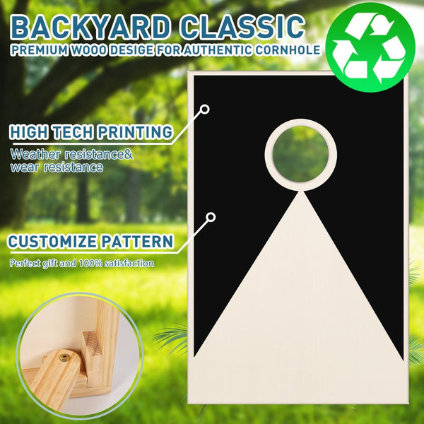 English Elm Solid Pine Regulation Cornhole Set with Uv Printed Boards and 8 All Weather Bean Bags W1790P195747
