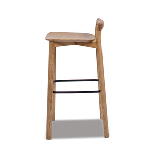 English Elm Jennifer Taylor Home - Sven Modern 30" Low Back Ash Wood Barstool with Black Iron Footrest — Durable, Sustainable Design Brown B2719P391774