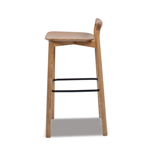 English Elm Jennifer Taylor Home - Sven Modern 30" Low Back Ash Wood Barstool with Black Iron Footrest — Durable, Sustainable Design Brown B2719P391774