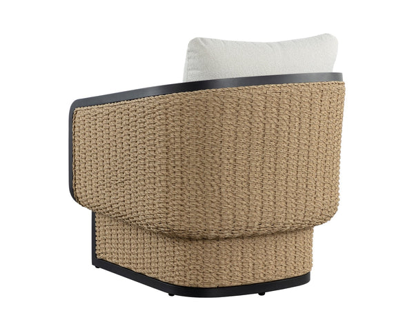Sunpan OLBIA Lounge Chair - Luxurious Barrelback Design in Louis Cream for Indoor & Outdoor Comfort 111690V