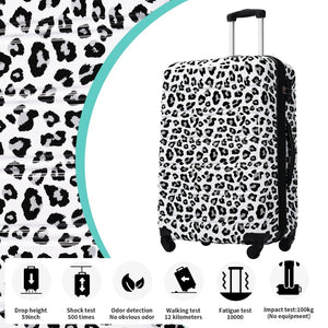 English Elm Hardshell Polycarbonate Luggage Set Three Piece Spinner Suitcases with Tsa Lock White+Black Leopard N732P218227B