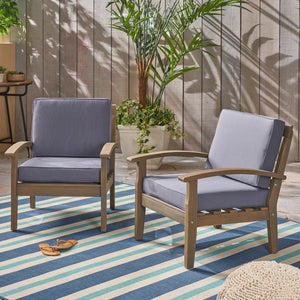 English Elm Christopher Knight Home® - Peyton Club Chair - Durable Acacia Wood Frame With Water-Resistant Cushions For Ultimate Outdoor Comfort 57973.00GRY