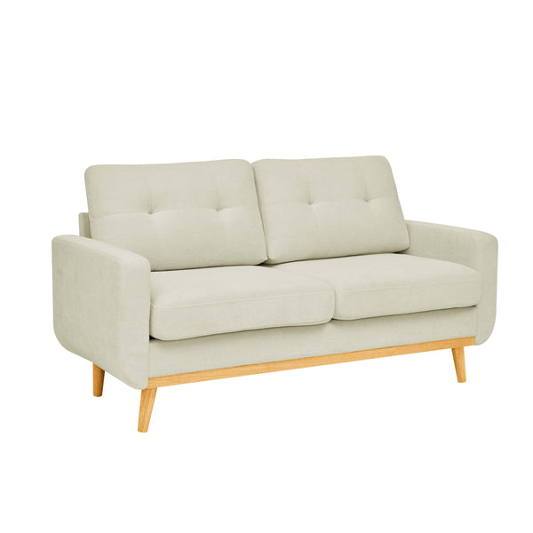 English Elm 67.7" Mid-Century Modern Tufted Upholstered Loveseat Sofa with Solid Wood Legs, Stylish Lounge Piece Cream B343P320253