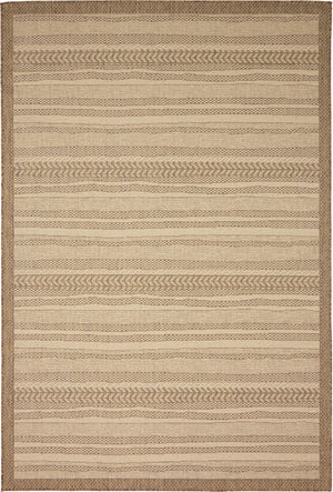 Unique Loom Outdoor Border Lines Machine Made Border Rug Beige, Beige/Brown 6' 1" x 9' 0"