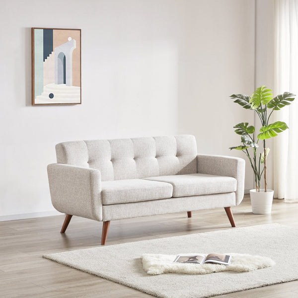 English Elm 65" Mid Century Modern Loveseat Button Tufted Linen Upholstered Sofa for Living Room T2694P420245