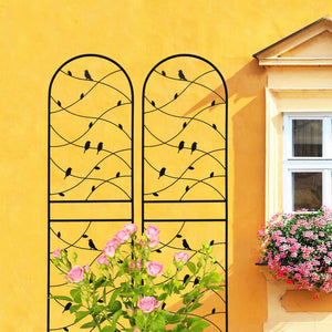 English Elm 4 Pack Powder-coated Metal Garden Trellis Panels Rustproof Climbing Plant Support Outdoor W1586P268006