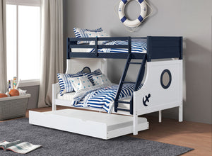 English Elm Twin Over Full Bunk Bed - Stylish Nautical Design With Safety Features, Storage Options & Trundle Ready B2741S00489-GIGA