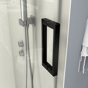 English Elm 56" Frameless Sliding Shower Door Tempered Glass Matte Black Soft Close Modern Bath W1573104180