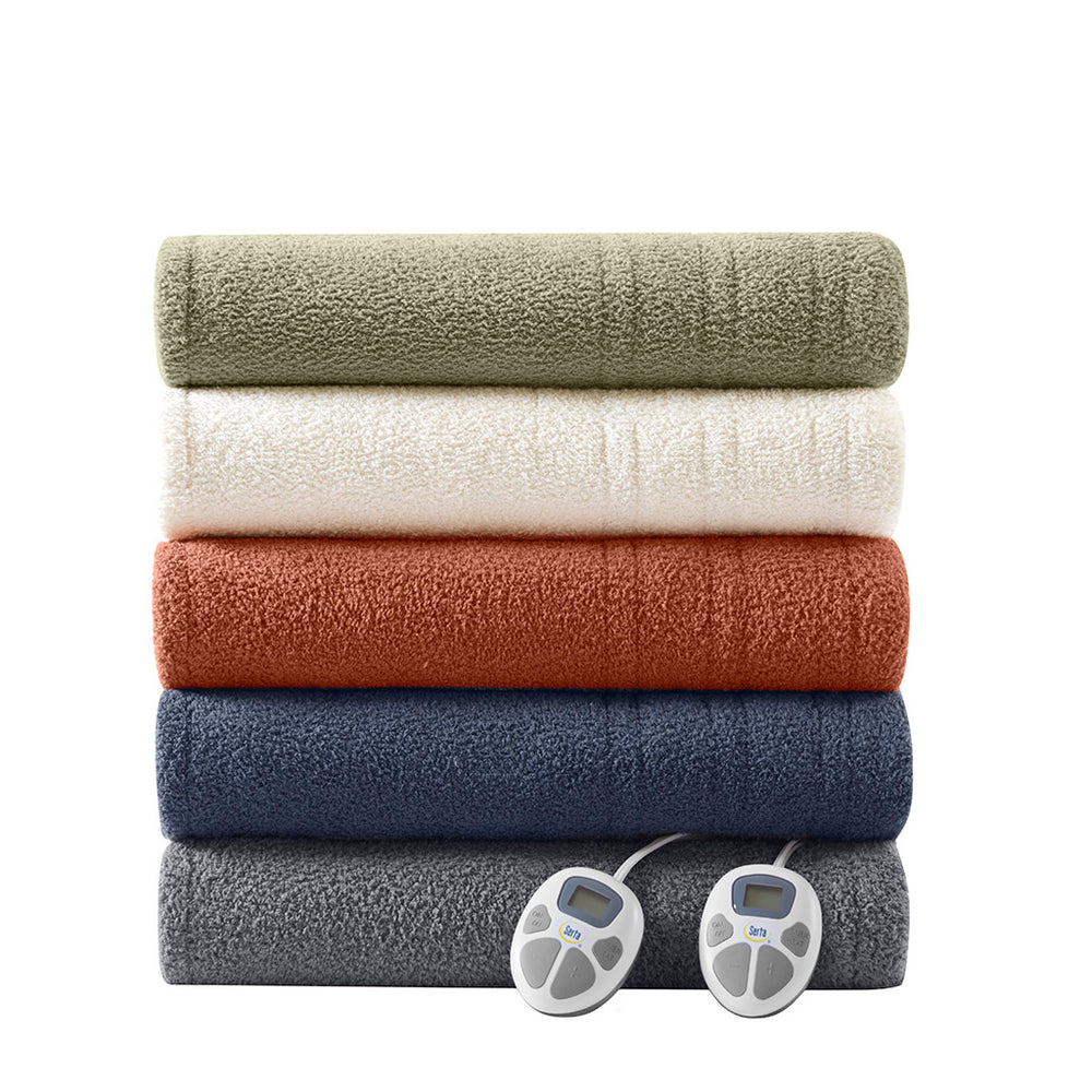 JLA Home Serta - Blanket — Plush Heated Throw with 10 Heat Settings, Overheat Protection, Machine Washable, 5-Year Warranty Navy ST54-3577