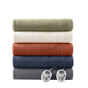 JLA Home Serta - Blanket — Plush Heated Throw with 10 Heat Settings, Overheat Protection, Machine Washable, 5-Year Warranty Ivory ST54-3585