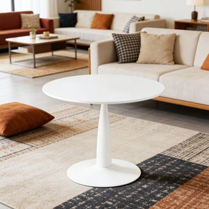 English Elm Round Tulip Pedestal Dining Table Golden Metal Base Modern Bistro for Apartments W3766P456439