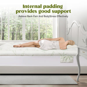 English Elm Bamboo Waterproof Mattress Protector Queen - 21" Deep Pocket, 1000g Plush Fill, Quiet TPU Barrier T3950P399703