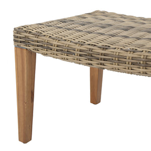 English Elm Christopher Knight Home® - HAMPTON Acacia Wood & Wicker Ottoman in Natural Grey — Weather-Resistant Rattan Top, Handcrafted Charm 60398.00