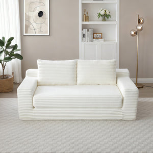 English Elm Memory Foam Cloud Loveseat with Pull-Out Bed, Convertible Floor Sofa Bed for Small Spaces and Guests Beige W2677P395121