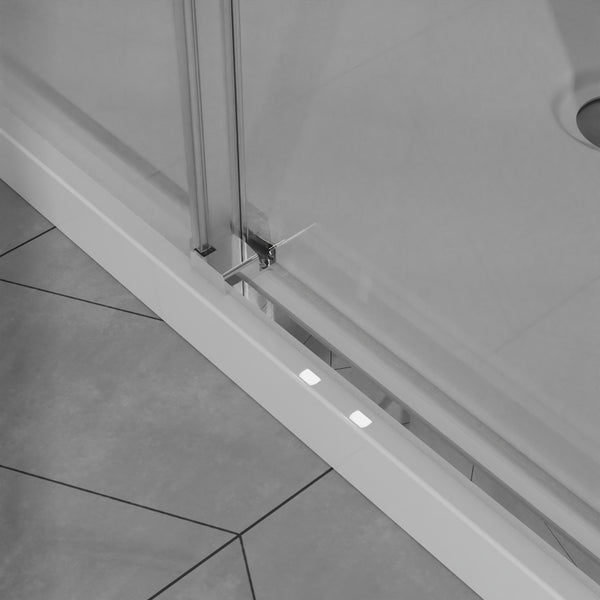 English Elm Goodyo 48"X72" Frameless Sliding Shower Door & Base Combo, Modern Acrylic Shower With Chrome Hardware W1223S00029