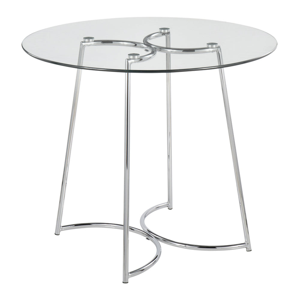 English Elm Cece Modern Dining Table With Clear Glass Top & Sleek Chrome Frame - Seats 4 For Glam Interiors B202S01101