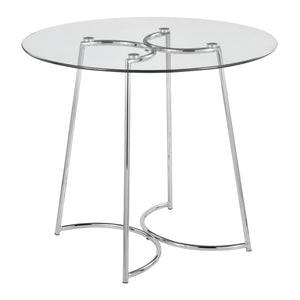 English Elm Cece Modern Dining Table With Clear Glass Top & Sleek Chrome Frame - Seats 4 For Glam Interiors B202S01101