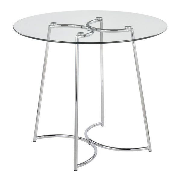 English Elm Cece Modern Dining Table With Clear Glass Top & Sleek Chrome Frame - Seats 4 For Glam Interiors B202S01101
