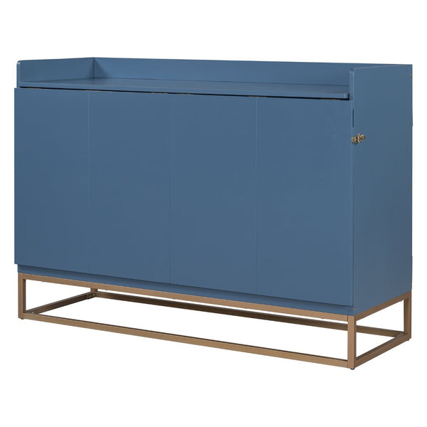 English Elm Queen Size Murphy Bed With Iron Legs, Modern Blue Finish, Space-Saving Design For Stylish Living N820S00035N-GIGA