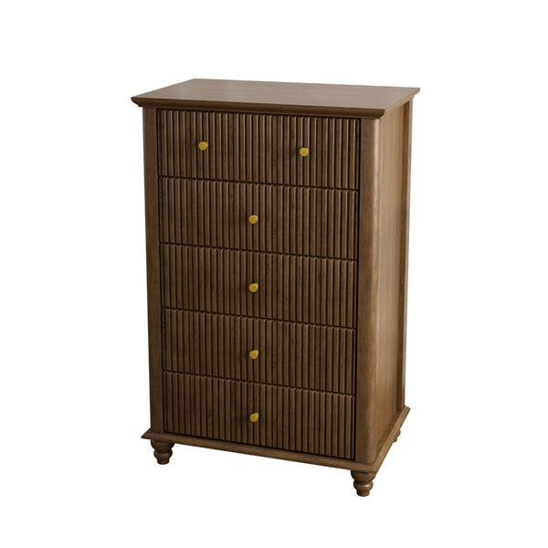 English Elm 4-piece King Bedroom Set Wavy Fluted Panel Solid Wood Dresser Nightstands Beige W1716S00028