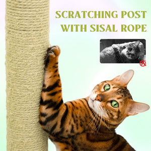 English Elm 71 Inch Floral Cat Tower with Condo Hammock Sisal Posts and Plush Perches for Large Breeds Yellow W243P326629
