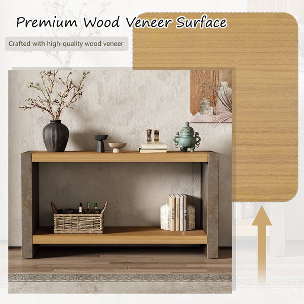 English Elm Christopher Knight Home® - Mirod Vintage Industrial Console Table with Dovetail Joinery, Distressed Wood Veneer & Metal Legs — Durable, Rustic Charm for Entryway or Sofa Table (59" W) N760P281375D