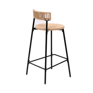 English Elm Hand Woven Bar Stools Set of 2 Breathable Paper Rope Seats Black Metal Frame Honey Accents, 26.6" W1757P271587