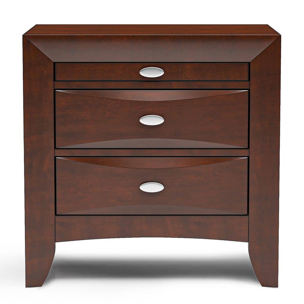 English Elm Cherry Cherry Color Transitional Nightstand with 2 Drawers, Solid/Engineered Wood, Oval Knob Pulls, 25.5"W x25.5"H B2741P357508