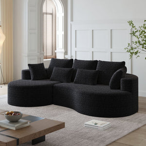 English Elm Modern Chenille Cloud Sectional Sofa with Deep Cushions and 7 Pillows for Living Room W834S00485